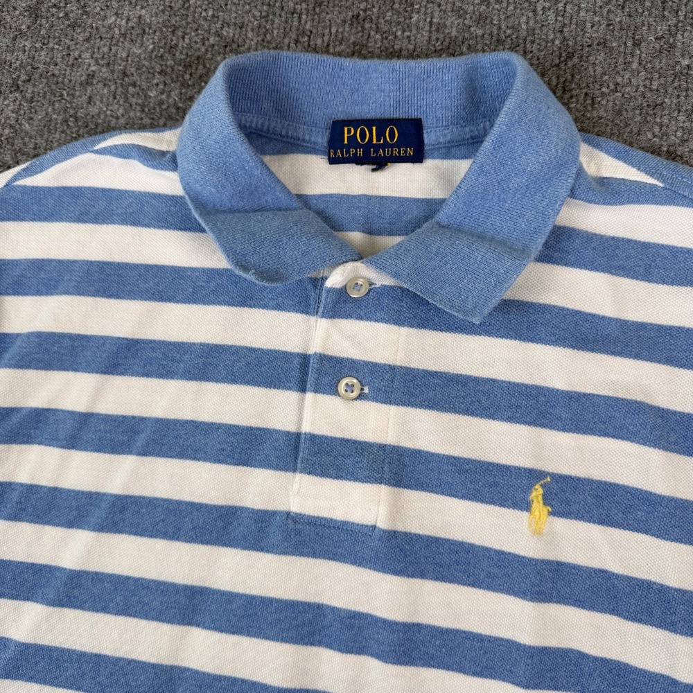 Polo Ralph Lauren Polo Shirt Mens S Blue White Striped Short Sleeve Preppy